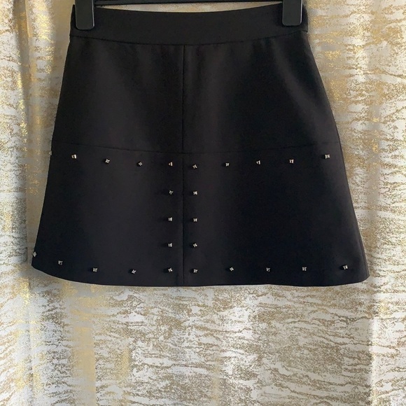 ZARA Black Mini Mod Boxy Studded Skirt Size M - Picture 6 of 13